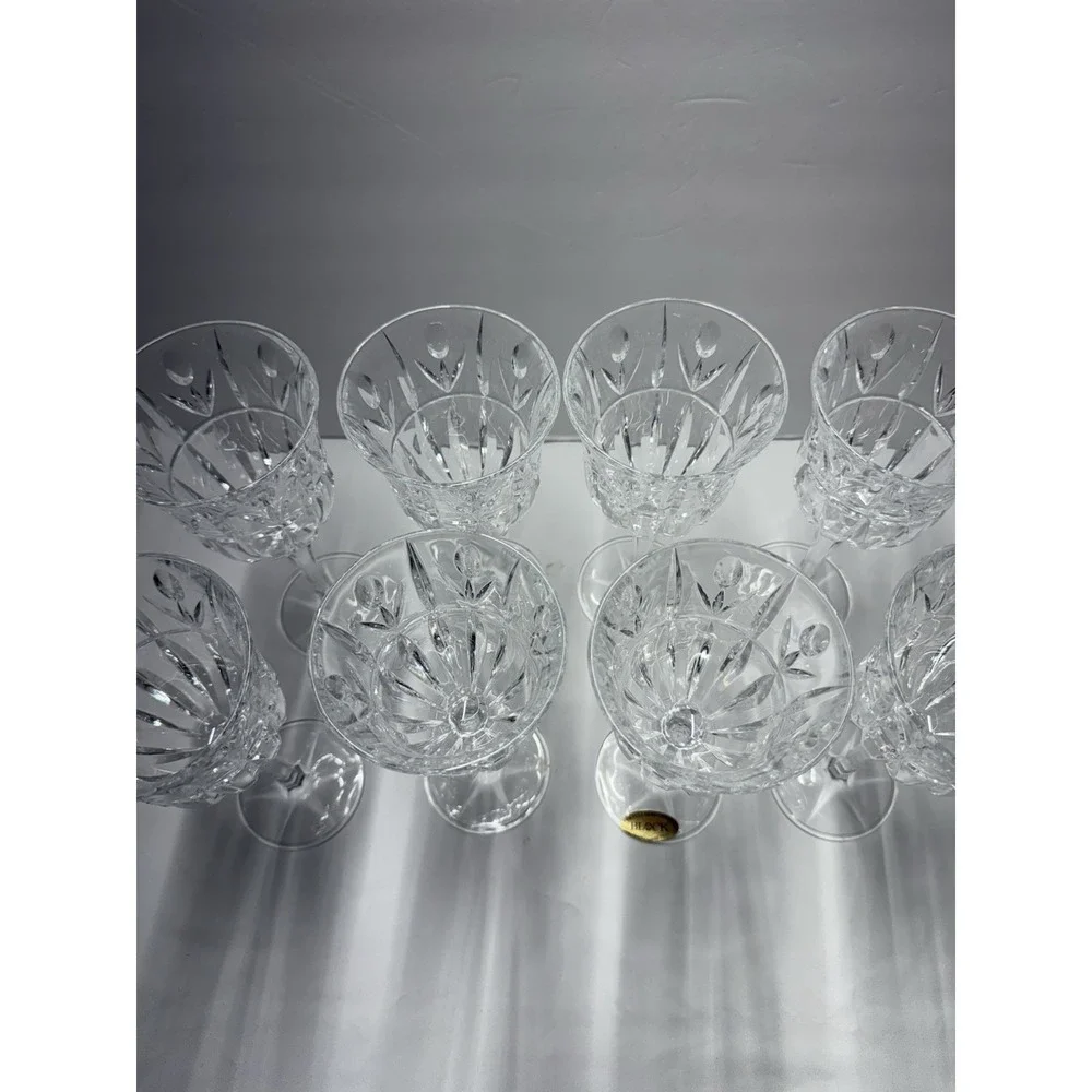 Block Crystal Tulip Garden Set of 8 Vintage Cut 24% Lead Crystal Goblets
